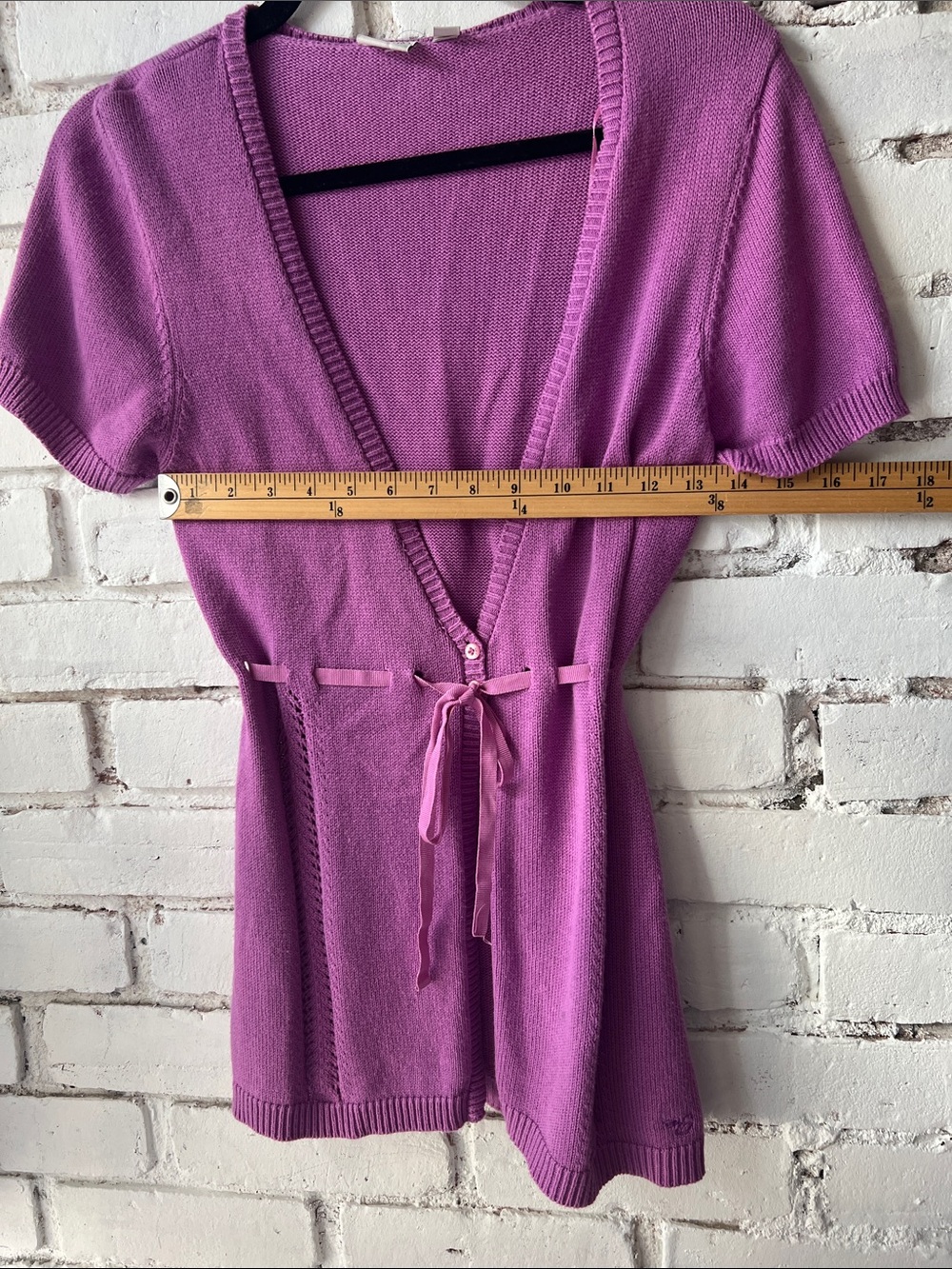 ESPIRIT Purple Button-Up t shirt knit sweater with tie detail - made in turkey - Picture 6 of 6